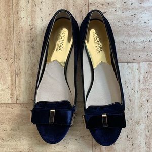 Navy Blue Velvet Michael Kors Flats